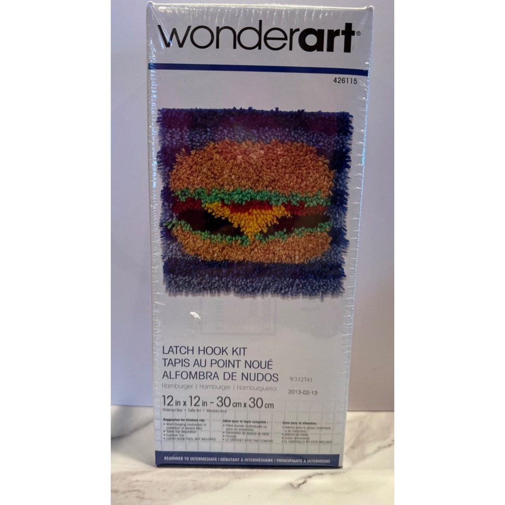 wonderart latch hook kit cheeseburger
